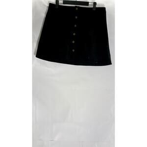 STRADIVARIUS Women's Black Suede Leather Button-Front Mini Skirt SZ L